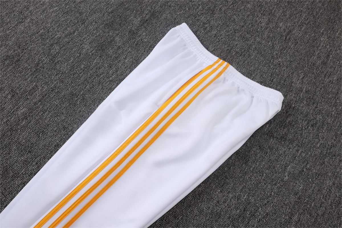 2026-27 Real Madrid White Deep Blue Yellow Full Zip Training Suit Adults Or Children