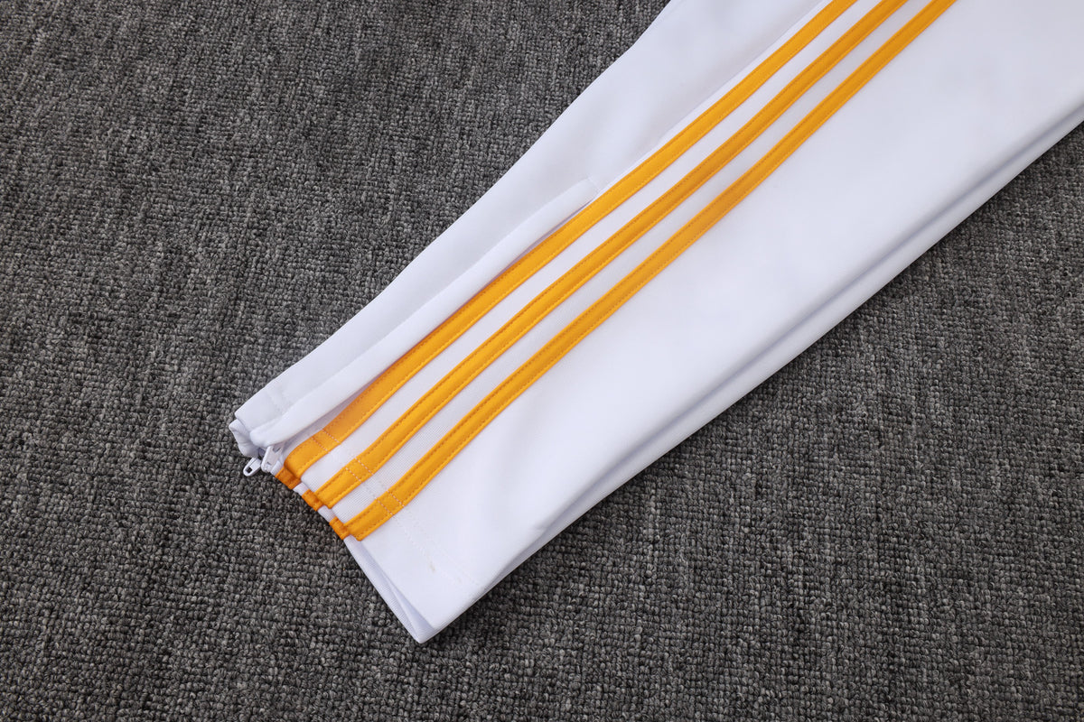 2026-27 Real Madrid White Deep Blue Yellow Full Zip Training Suit Adults Or Children