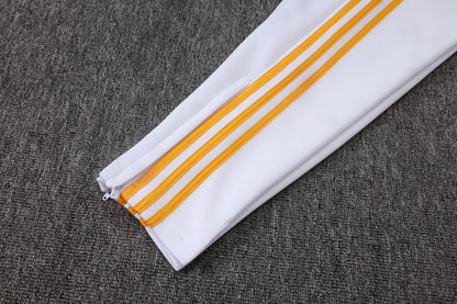 2026-27 Real Madrid White Deep Blue Yellow Full Zip Training Suit Adults Or Children