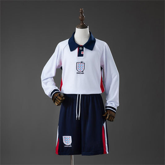 1998 England Home Retro Long Sleeve Kids Size 16-28