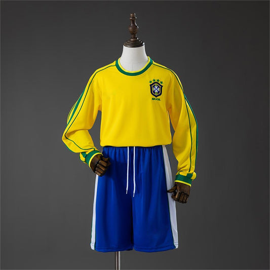 1998 Brazil Home Retro Long Sleeve Kids Size 16-28
