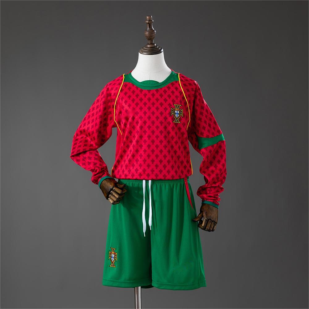 2004 Portugal Home Retro Long Sleeve Kids SIZE 16-28