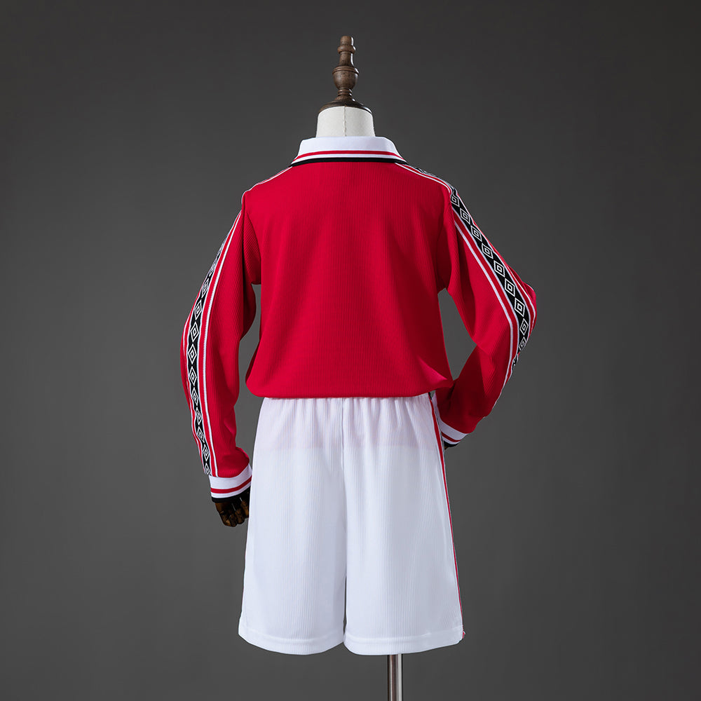 1998-99 Manchester United Home Retro Long Sleeve Kids SIZE 16-28
