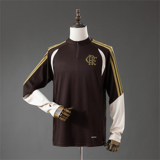 2026-27 Flamengo-trainingsshirt met lange mouwen, bruin S-2XL