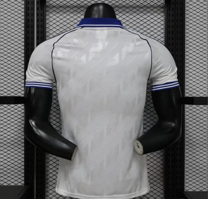 2026-27 Real Madrid Home White with Blue Collar & Jacquard Pattern Player S-2XL