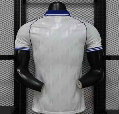 2026-27 Real Madrid Home White with Blue Collar & Jacquard Pattern Player S-2XL