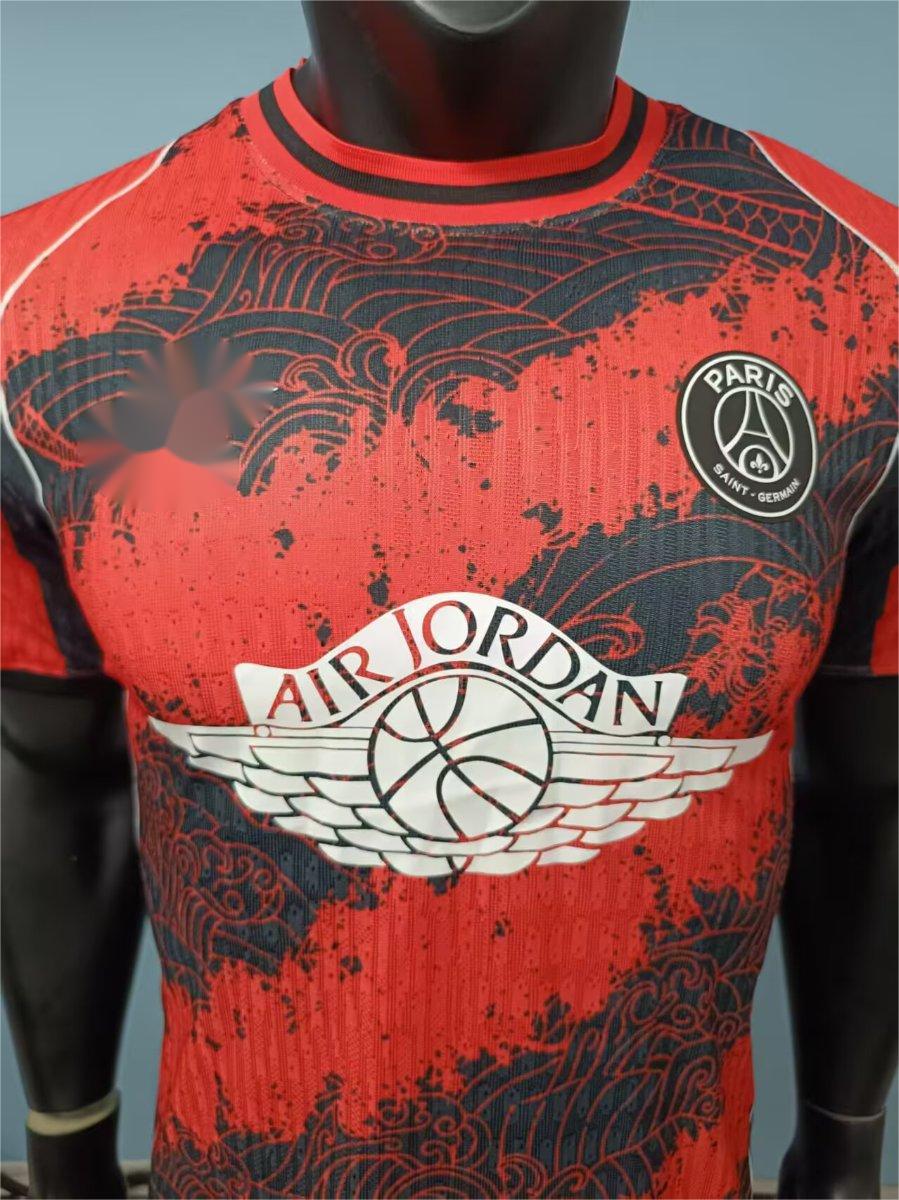 2026-27 Paris Air Jordan Red Black Wave Pattern Special Player S-2XL