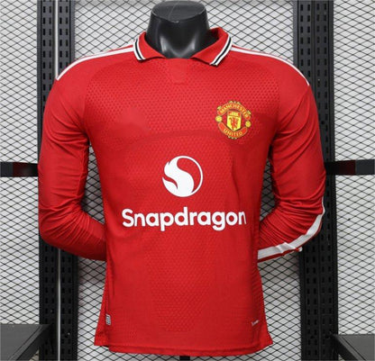 2026-27 Manchester United Red Polo Collar Long Sleeve Player S-3XL