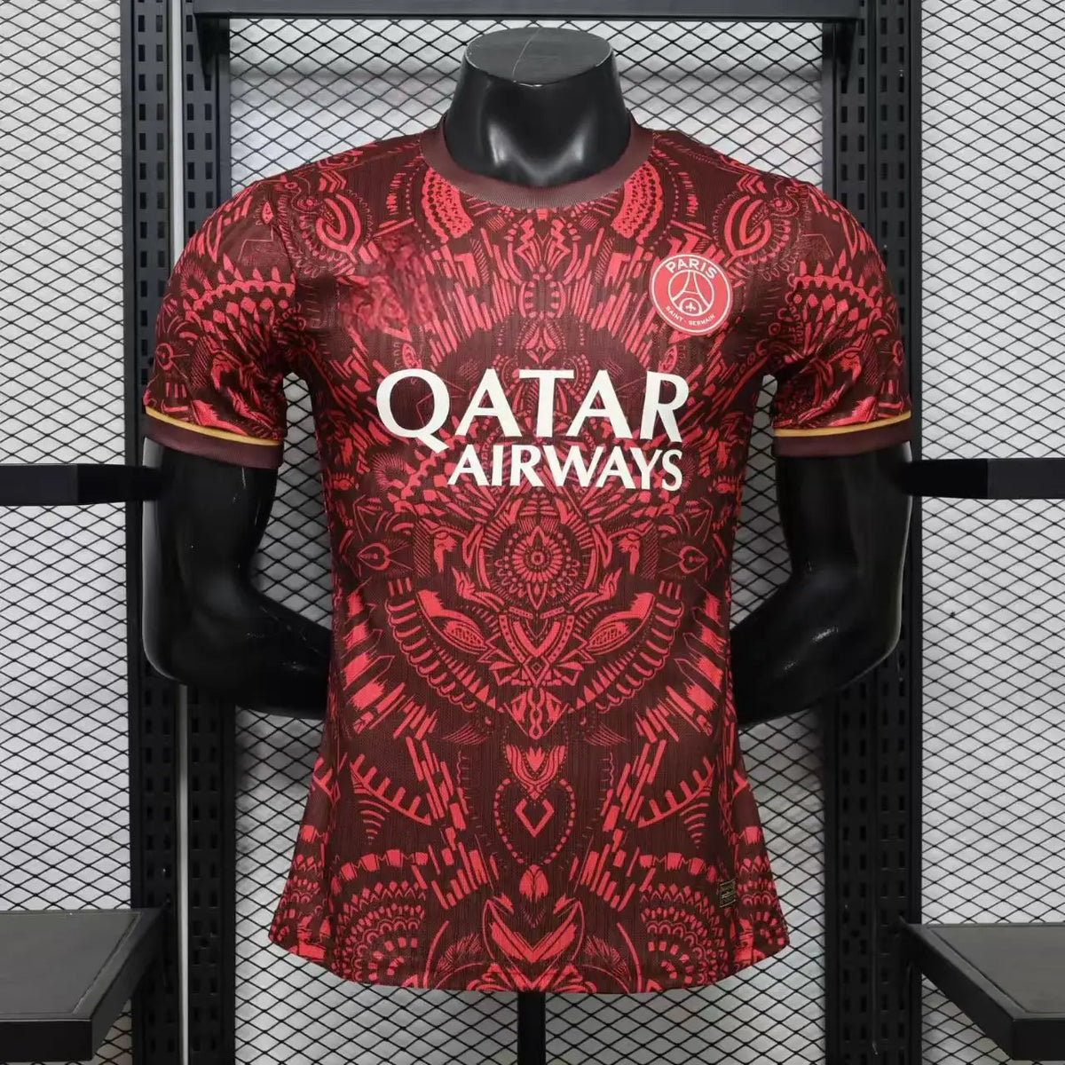 2026-27 París Rojo Oscuro con Patrón Tribal Jugador Especial S-3XL