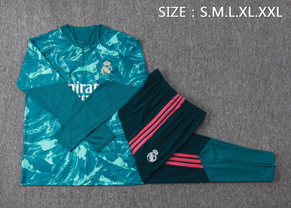 2026-27 Real Madrid Dark Green Half Zip Training Suit Adults Or Children