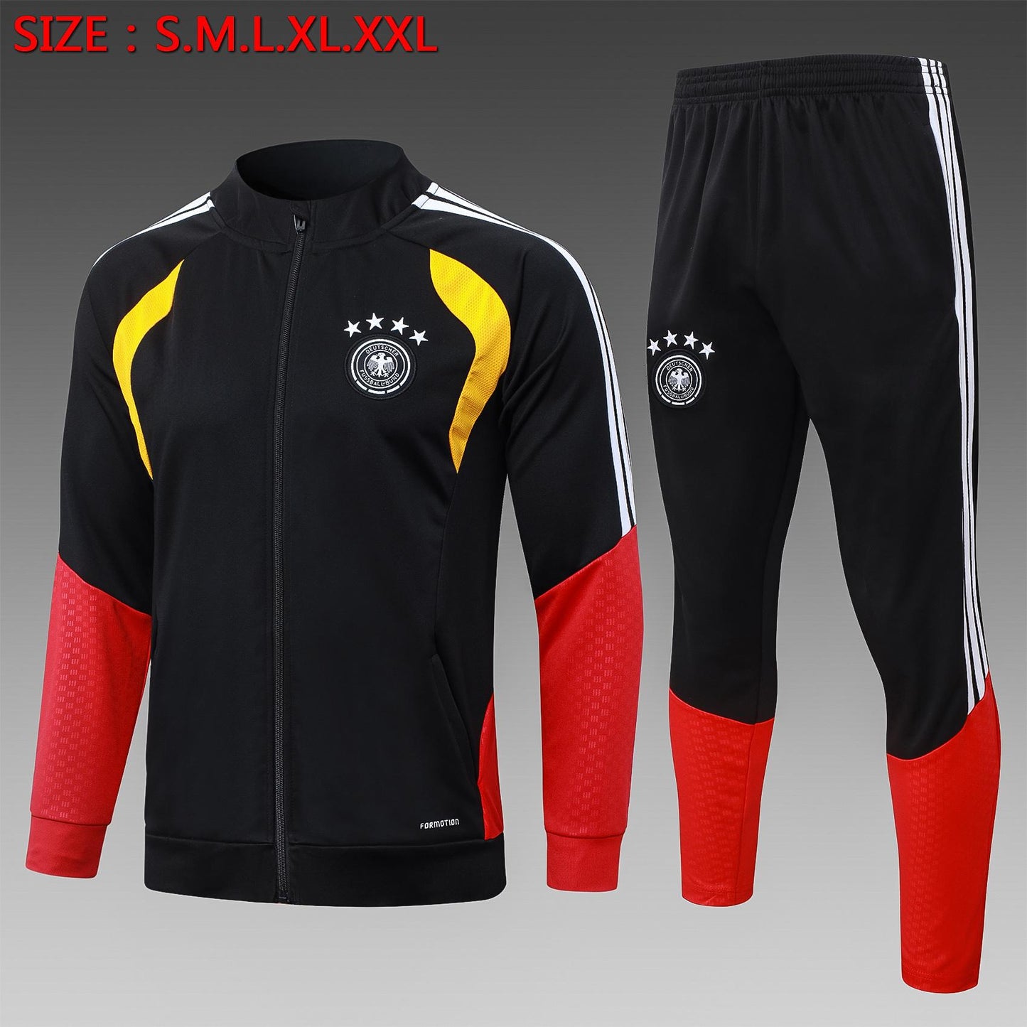 2026-27 Deutschland schwarzer langer Trainingsanzug S-2XL