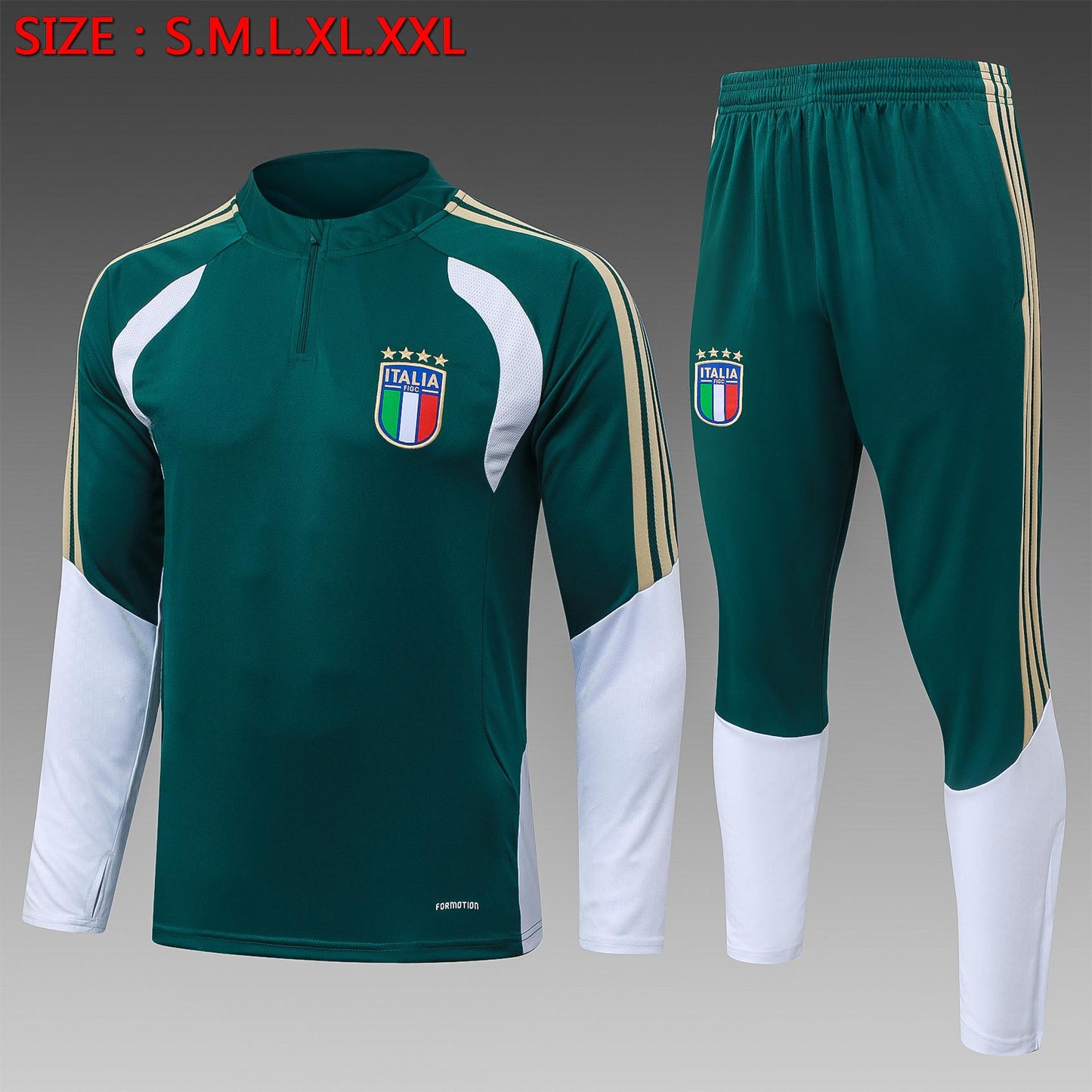 2026-27 Italia Traje de entrenamiento verde oscuro con media cremallera S-2XL