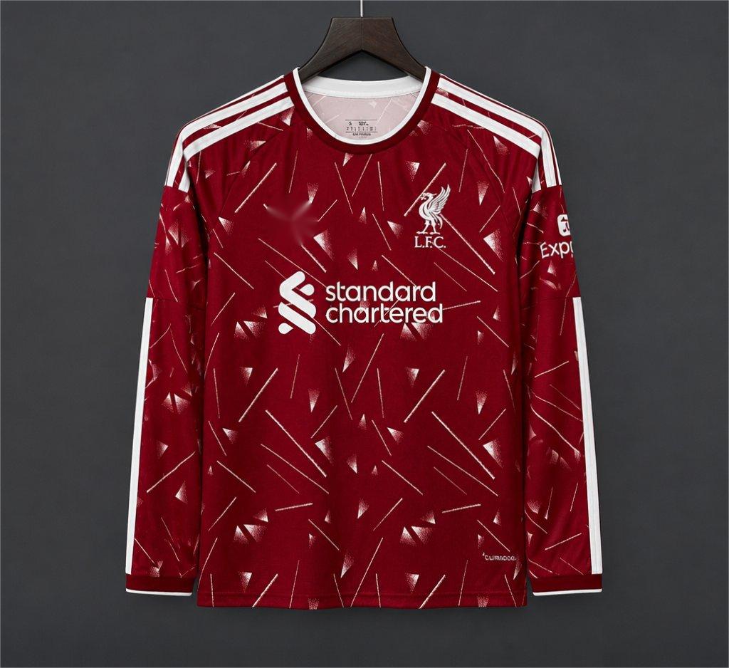 2026-27 Liverpool Home Red With Triangle Pattern Long Sleeve S-4XL