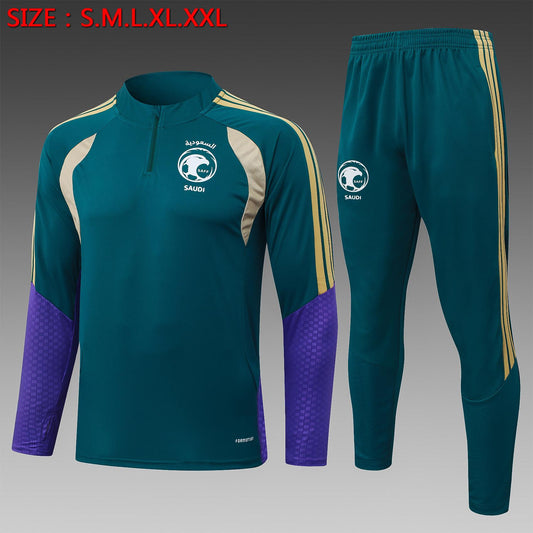 Traje de entrenamiento Saudi Deep Green con media cremallera 2026-27 S-2XL