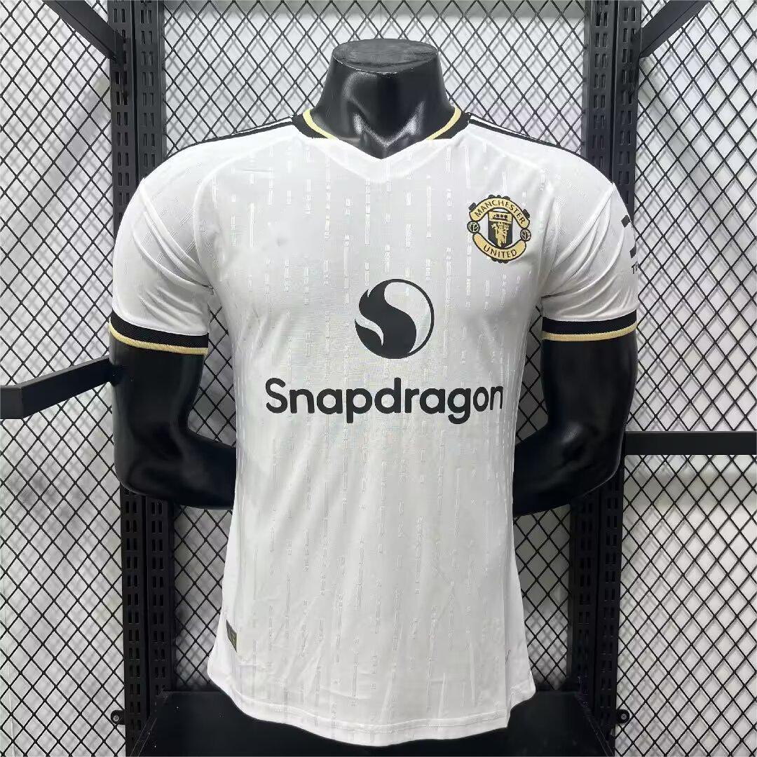 2026-27 Manchester United Auswärtstrikot Weiß mit goldenem Besatz Spieler S-3XL