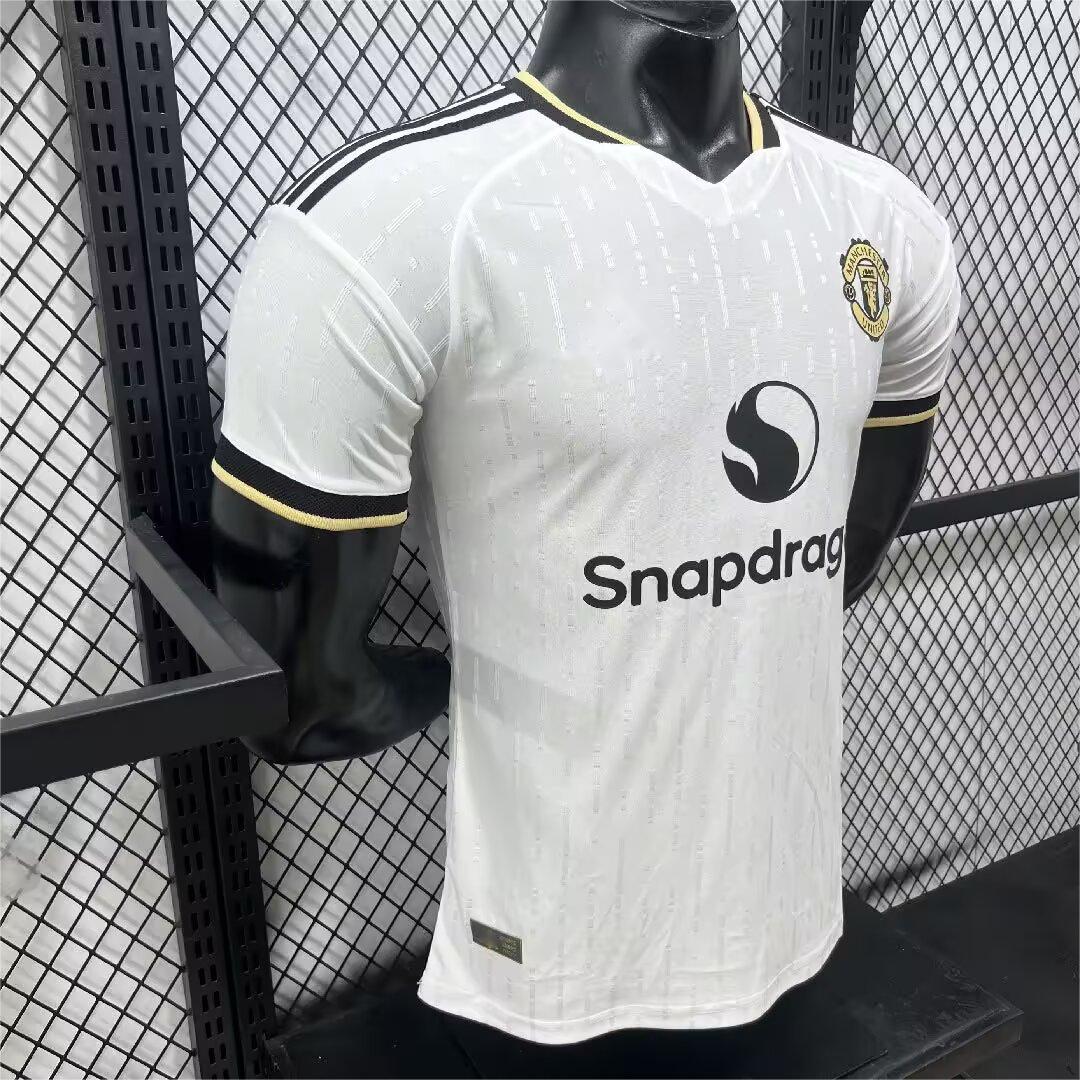 2026-27 Manchester United Auswärtstrikot Weiß mit goldenem Besatz Spieler S-3XL