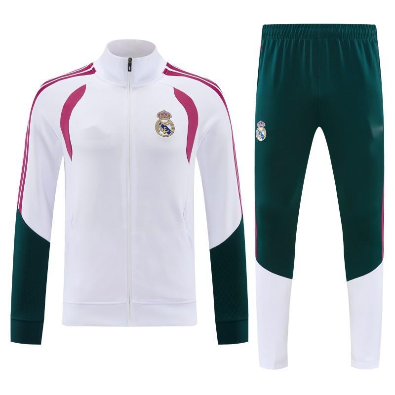 2026-27 Real Madrid White Dark Green Full Zipper Jacket Tracksuit S-2XL