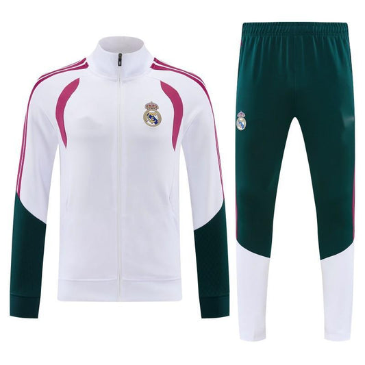 2026-27 Real Madrid White Dark Green Full Zipper Jacket Tracksuit S-2XL