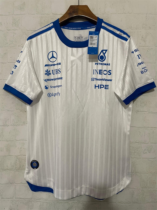 2026 F1 Mercedes Round Neck White Striped Racing Suit S-5XL