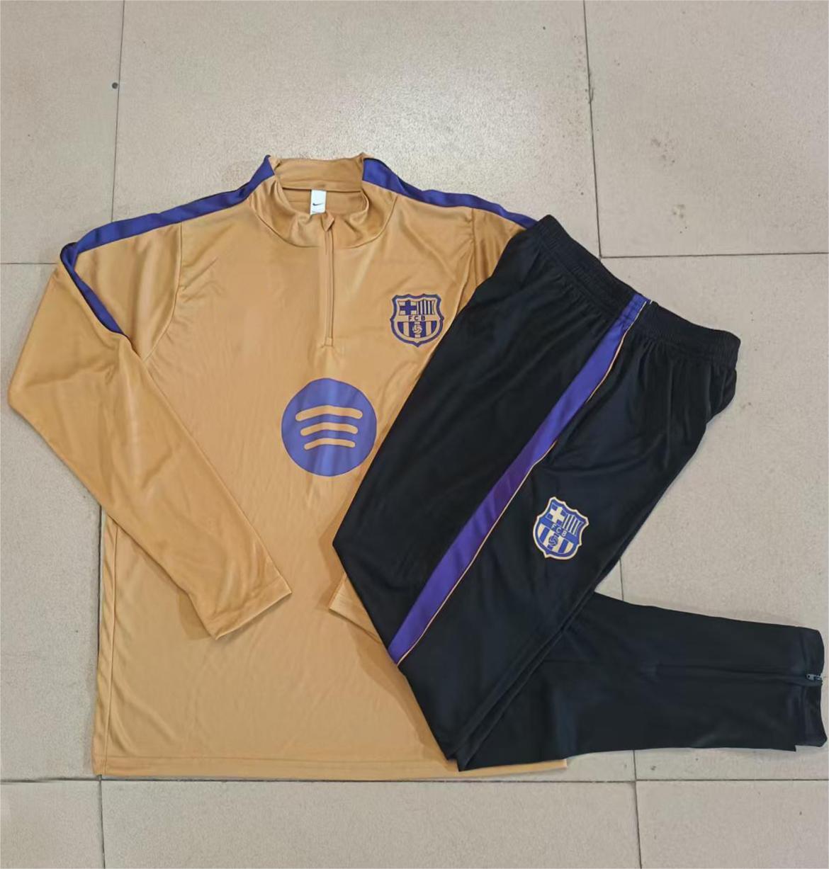 2026-27 Barcelona Mud Yellow Half Pull Training Suit Adults Or Children