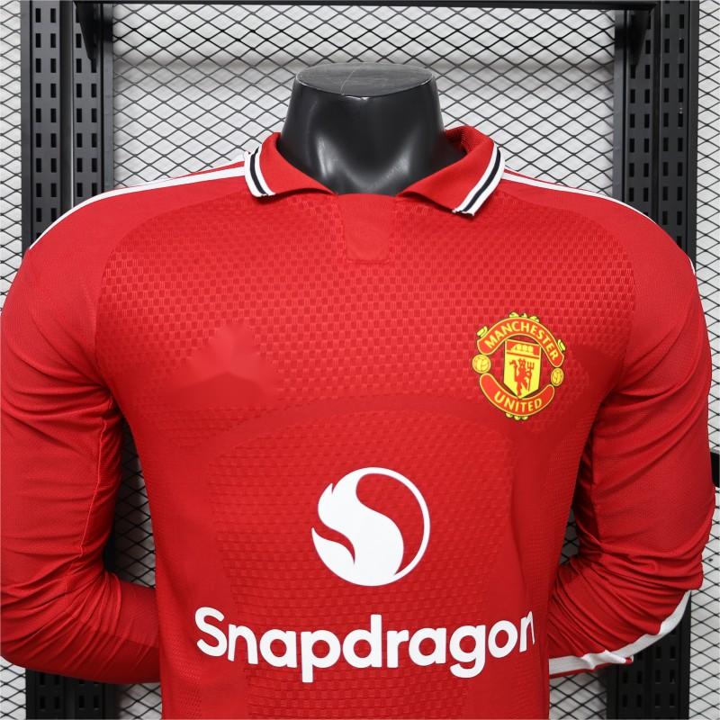2026-27 Manchester United Red Polo Collar Long Sleeve Player S-3XL