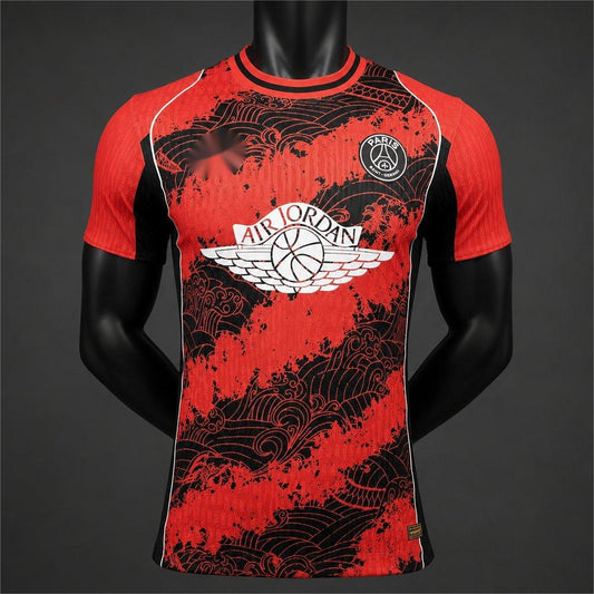 2026-27 Paris Air Jordan Red Black Wave Pattern Special Player S-2XL